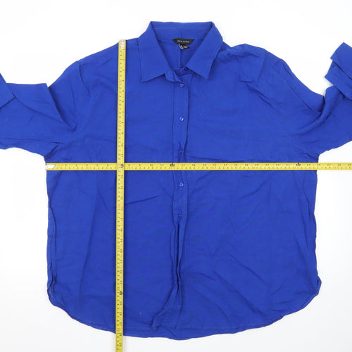 New Look Men's Blue Cotton Long Sleeve Button-Up Shirt Size 16