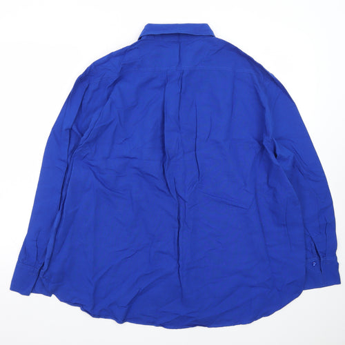 New Look Men's Blue Cotton Long Sleeve Button-Up Shirt Size 16