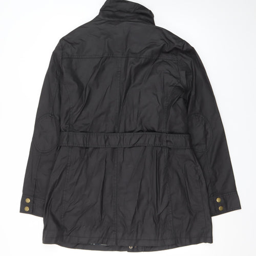 F&F Women's Black Belted Parka Jacket Size 16 Cotton Mid-Length