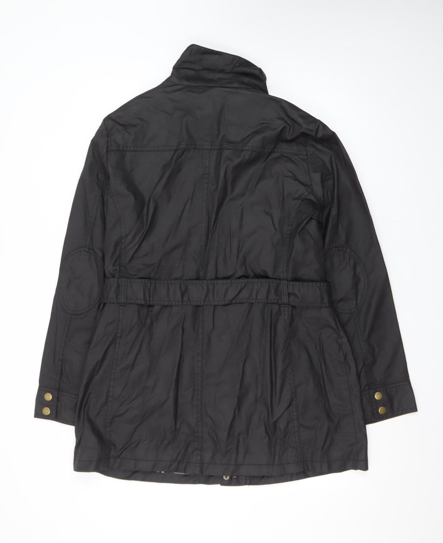 F&F Women's Black Belted Parka Jacket Size 16 Cotton Mid-Length
