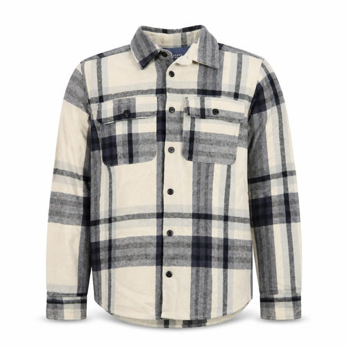 Jack & Jones Men's Beige Checked Twill Button-Up Shirt Size L
