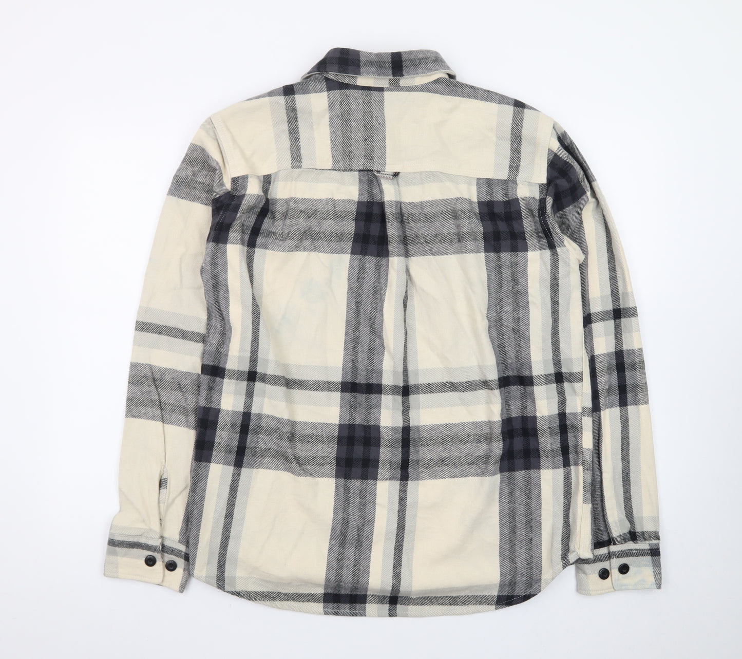 Jack & Jones Men's Beige Checked Twill Button-Up Shirt Size L