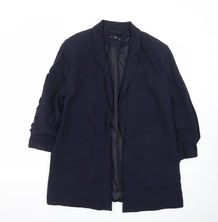 F&F Women Navy Blue Long Single-Breasted Blazer UK 18