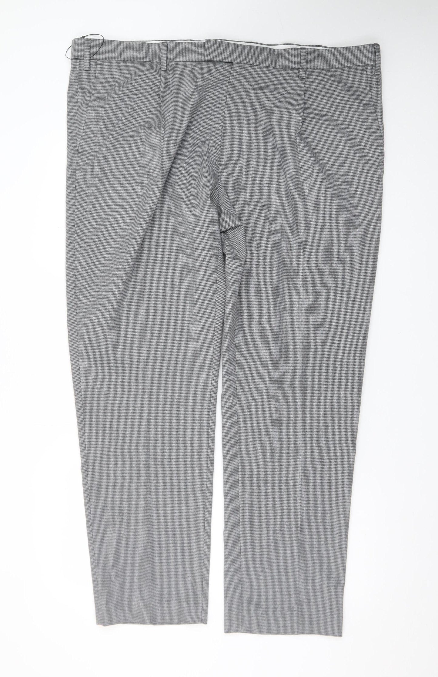 Marks and Spencer Men's Grey Checked Dress Pants 44in Waist Regular Fit