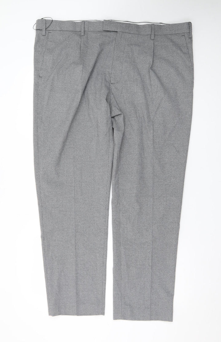 Marks and Spencer Men's Grey Checked Dress Pants 44in Waist Regular Fit