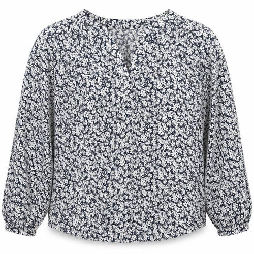 Mauvette Women's Blue Floral Long Sleeve Tunic Blouse Size 14