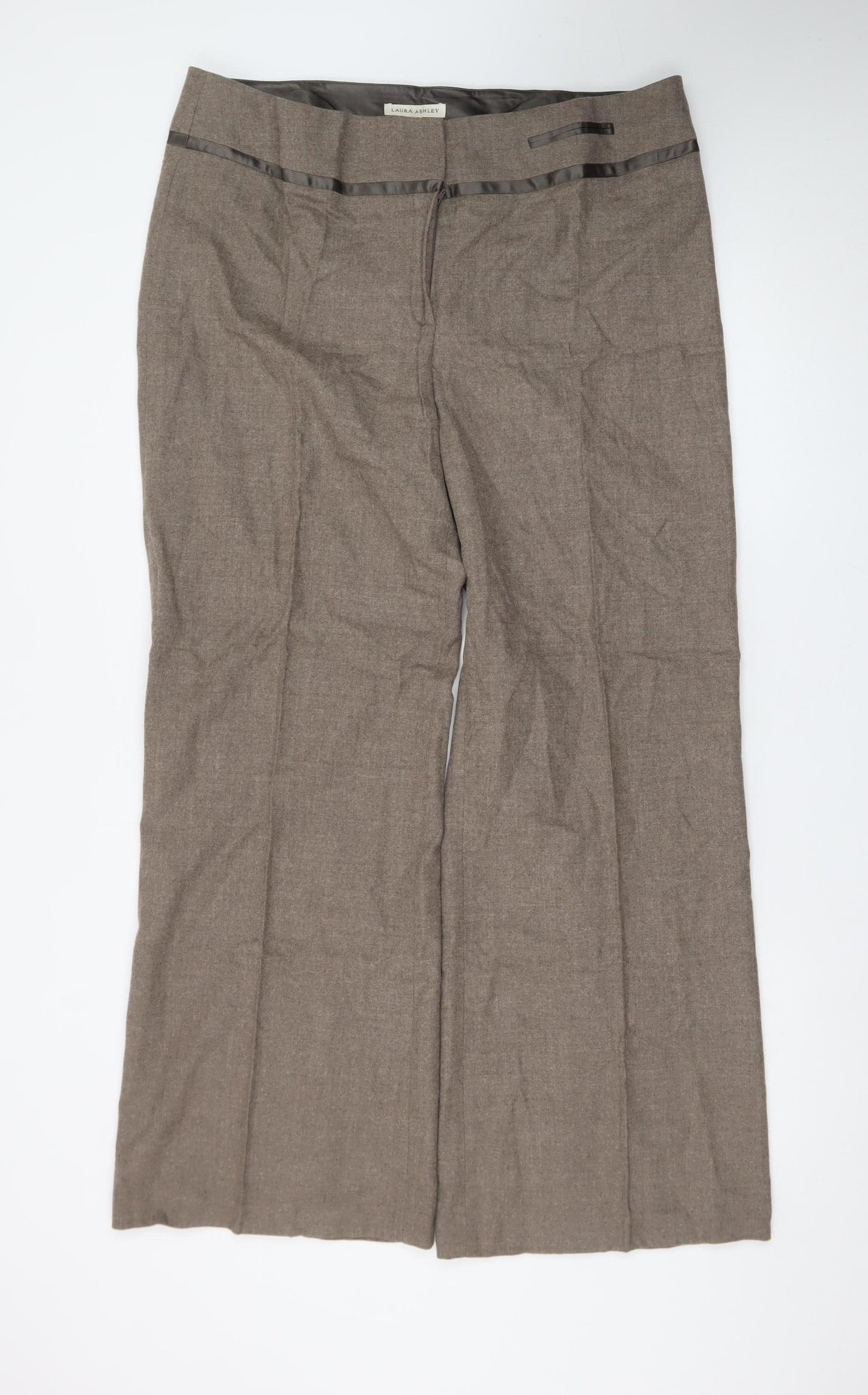 Laura Ashley Women’s Brown Linen Blend Wide-Leg Dress Pants Size 18