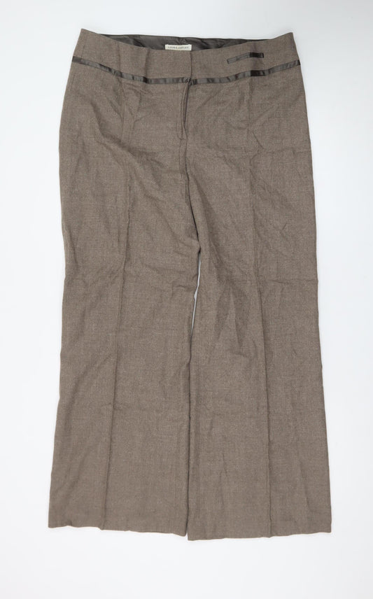 Laura Ashley Women’s Brown Linen Blend Wide-Leg Dress Pants Size 18