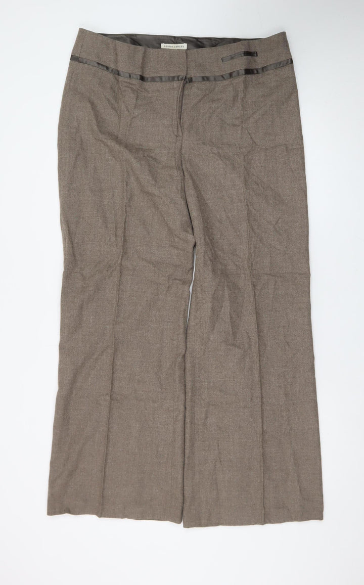 Laura Ashley Women’s Brown Linen Blend Wide-Leg Dress Pants Size 18
