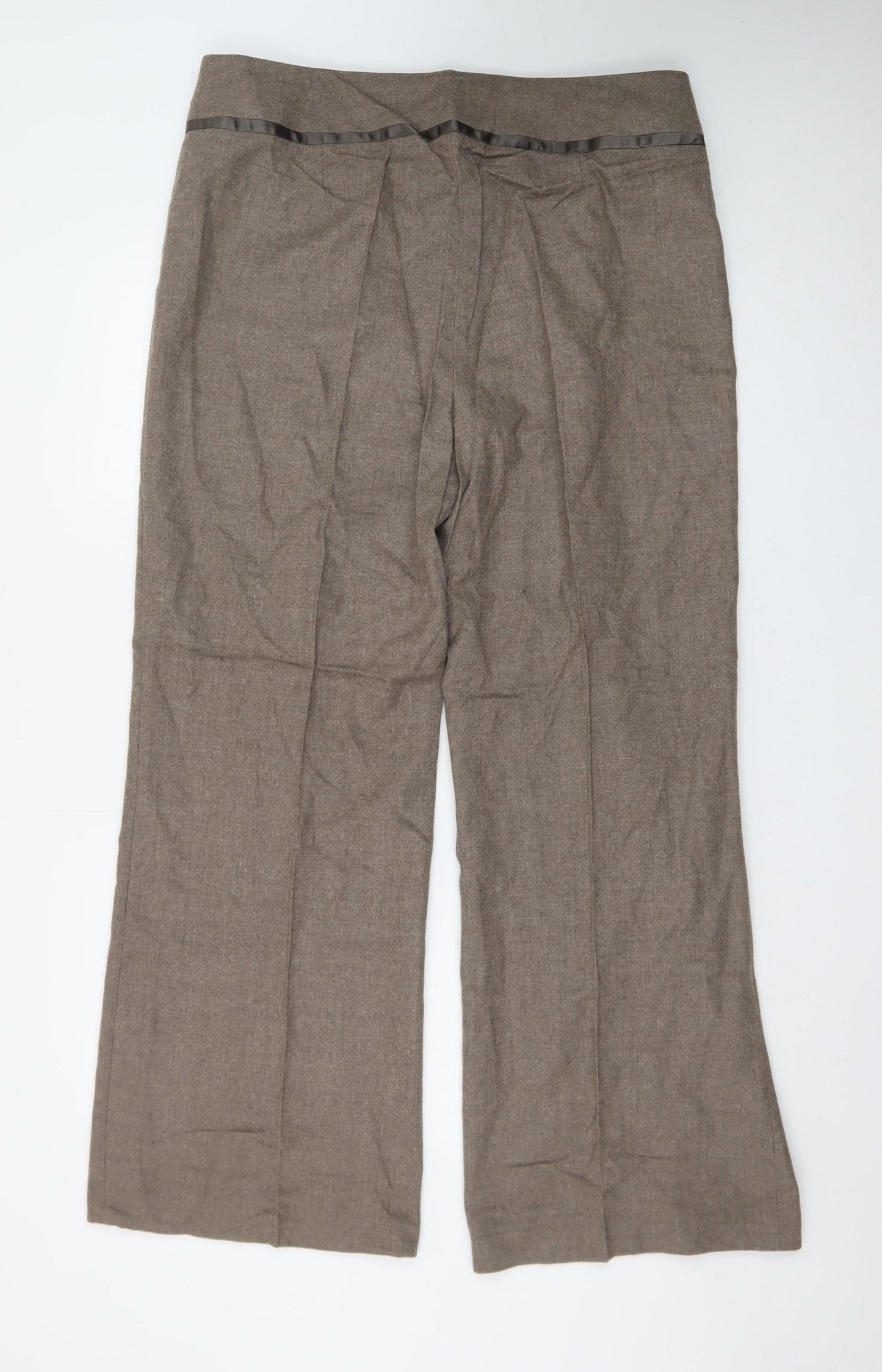 Laura Ashley Women’s Brown Linen Blend Wide-Leg Dress Pants Size 18