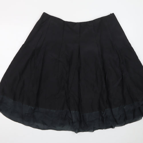 Monsoon Women Black Silk A-Line Knee Length Skirt Size 18