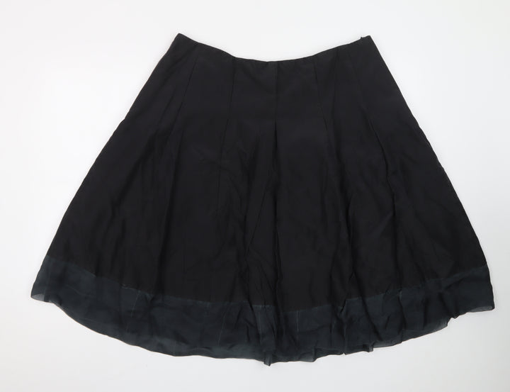 Monsoon Women Black Silk A-Line Knee Length Skirt Size 18