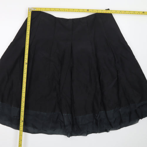 Monsoon Women Black Silk A-Line Knee Length Skirt Size 18