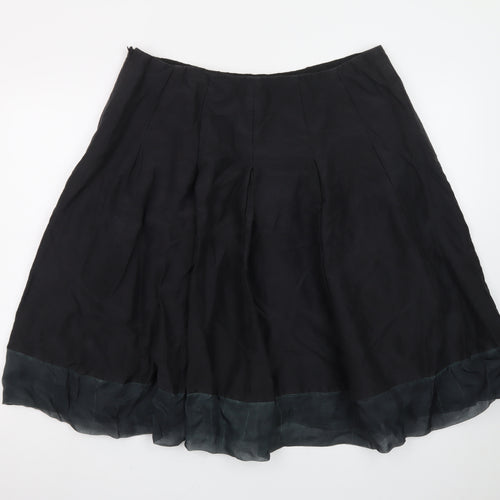 Monsoon Women Black Silk A-Line Knee Length Skirt Size 18