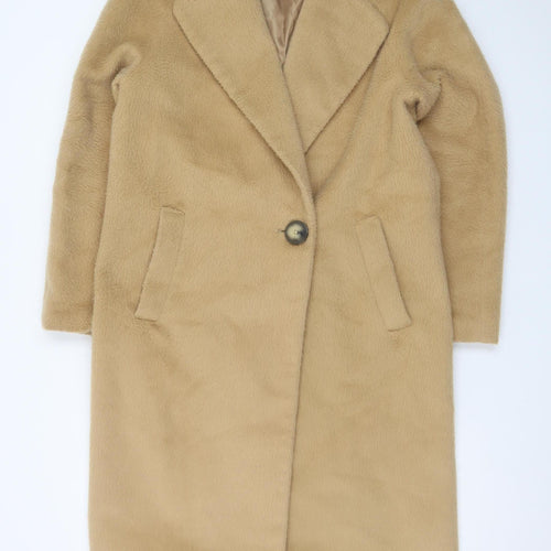 Marks and Spencer Women Beige Long Wool Blend Overcoat Size 10