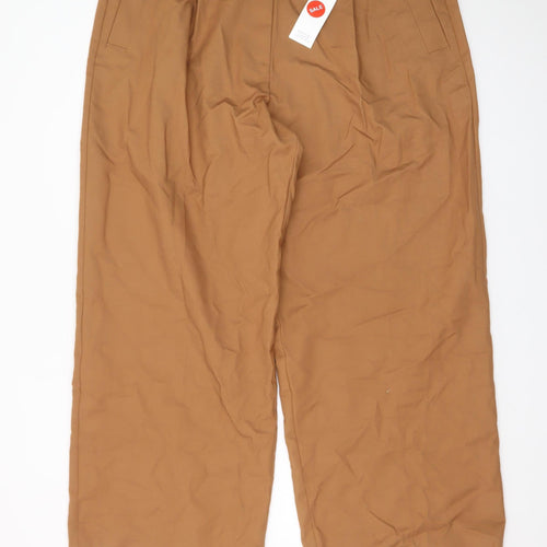 Marks and Spencer Women's Brown Wide-Leg Trousers Size 20 Regular