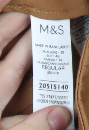 Marks and Spencer Women's Brown Wide-Leg Trousers Size 20 Regular