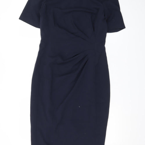 Marks and Spencer Women Navy Blue Size 12 Sheath Knee Length Dress
