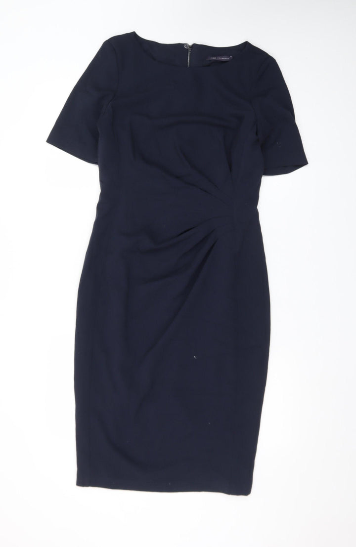 Marks and Spencer Women Navy Blue Size 12 Sheath Knee Length Dress