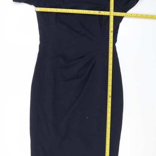 Marks and Spencer Women Navy Blue Size 12 Sheath Knee Length Dress