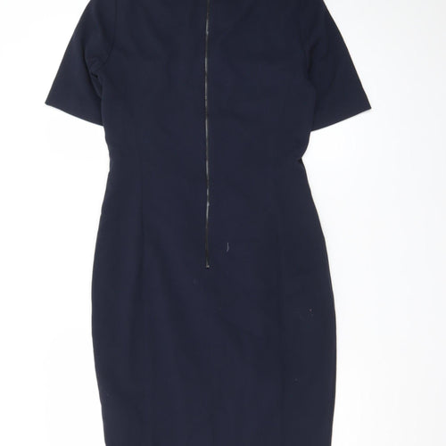 Marks and Spencer Women Navy Blue Size 12 Sheath Knee Length Dress