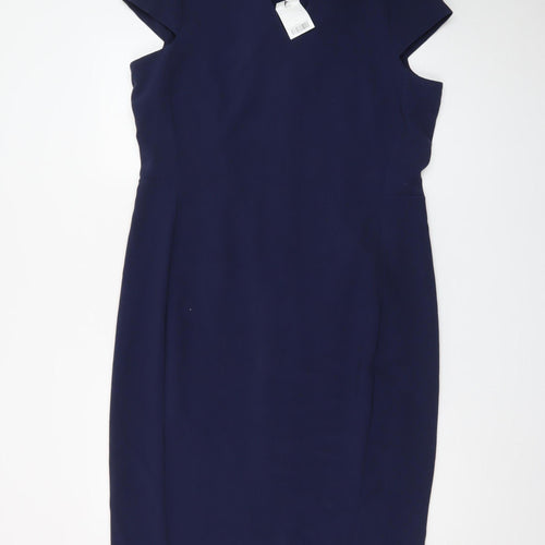 Next Tall Women's Blue V-Neck Sheath Dress Size 18