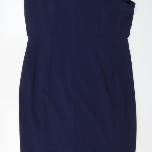 Next Tall Women's Blue V-Neck Sheath Dress Size 18