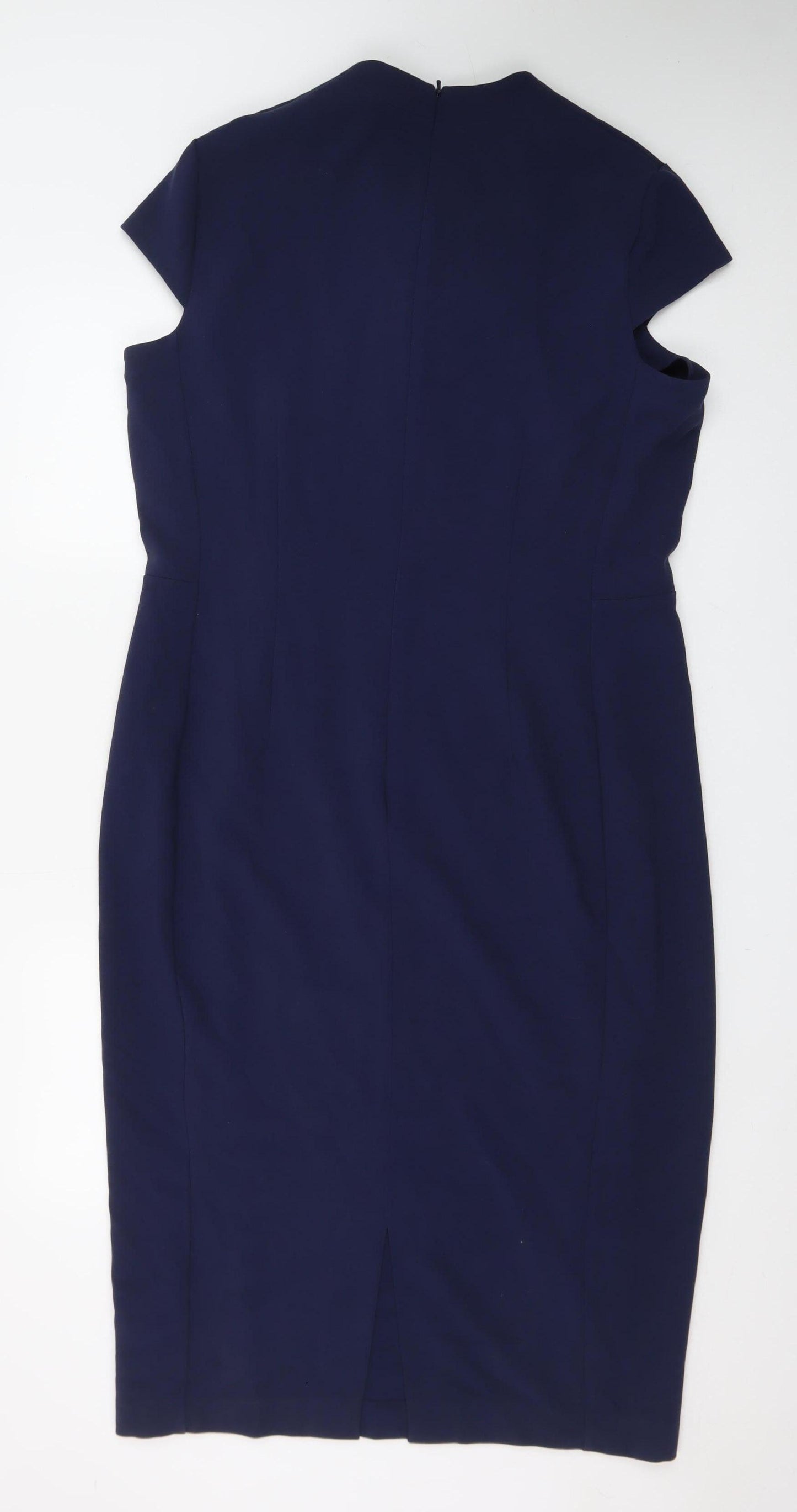 Next Tall Women's Blue V-Neck Sheath Dress Size 18