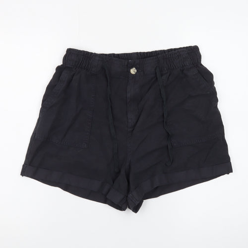 Denim Co Women Black M Casual Drawstring Shorts
