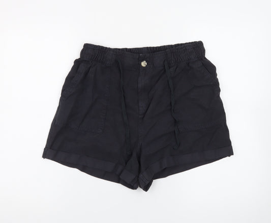 Denim Co Women Black M Casual Drawstring Shorts