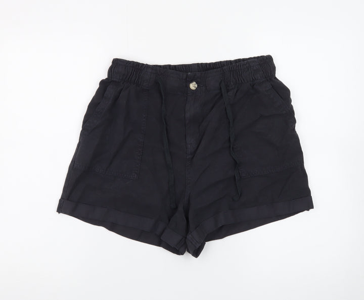 Denim Co Women Black M Casual Drawstring Shorts