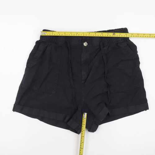 Denim Co Women Black M Casual Drawstring Shorts