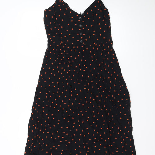 Warehouse Womens Black Polka Dot Midi Slip Dress Size 16
