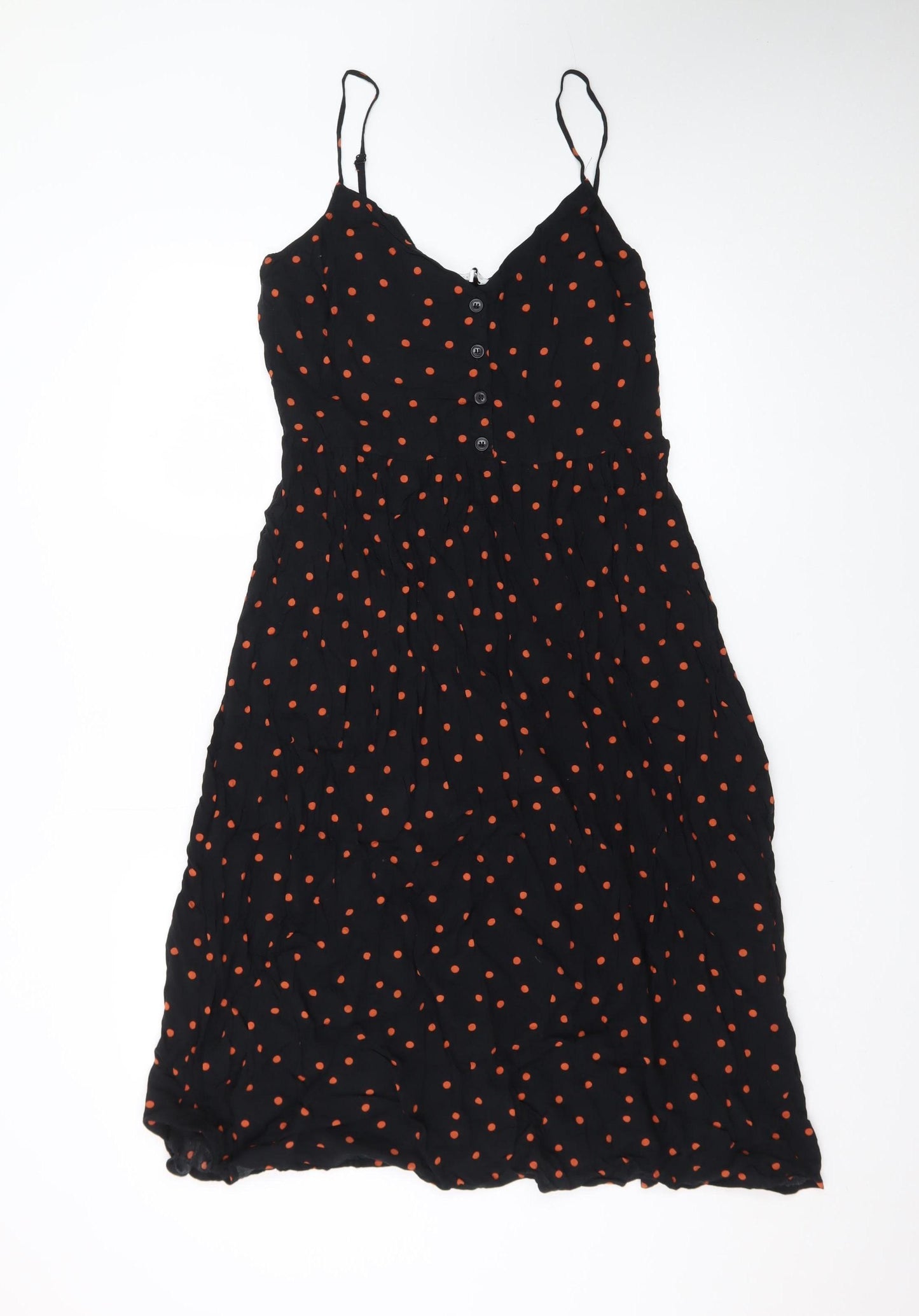 Warehouse Womens Black Polka Dot Midi Slip Dress Size 16