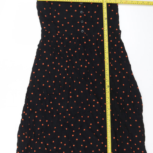 Warehouse Womens Black Polka Dot Midi Slip Dress Size 16