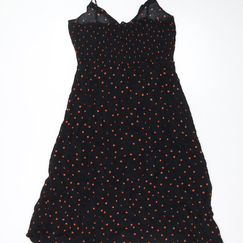 Warehouse Womens Black Polka Dot Midi Slip Dress Size 16
