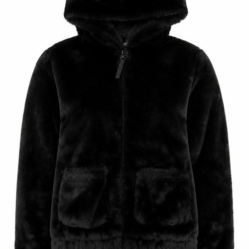 H&M Girls Black Faux Fur Full Zip Hooded Bear Ears Hoodie 10-12 Years
