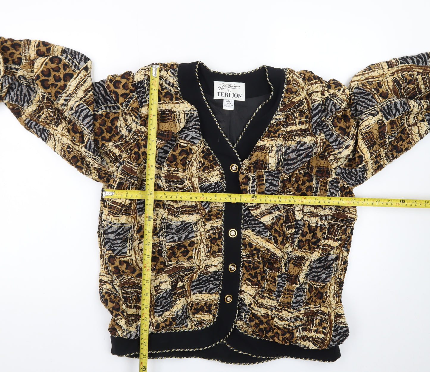 Teri Jon Womens Multicoloured Animal Print Silk Bomber Jacket Size 10