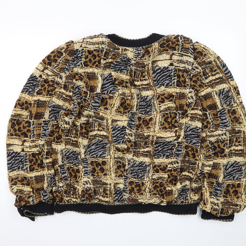 Teri Jon Womens Multicoloured Animal Print Silk Bomber Jacket Size 10