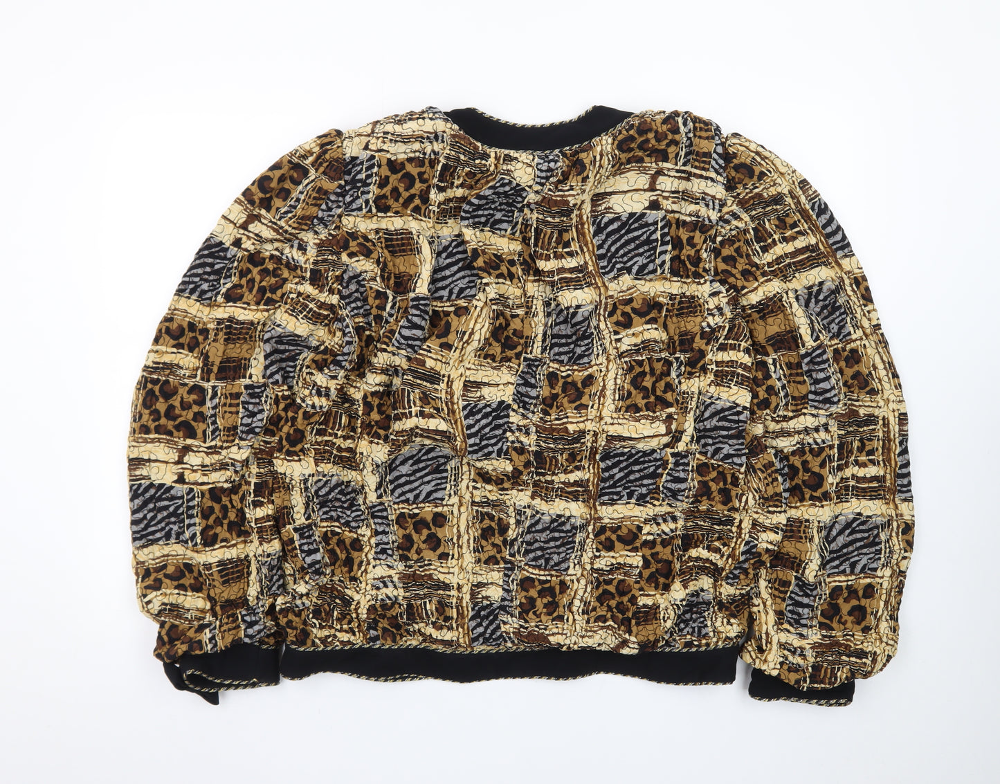 Teri Jon Womens Multicoloured Animal Print Silk Bomber Jacket Size 10