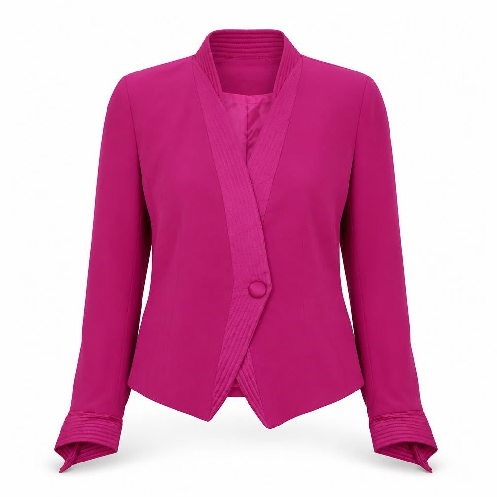 Front view of Daymor Couture Women's Pink Wrap Blouse, size 12, Formal Wear
