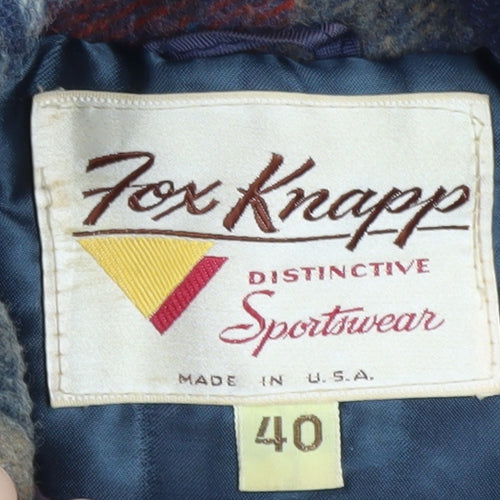 Fox Knapp Men's Blue Wool Duffle Coat Size 40 Hooded Mid-Length