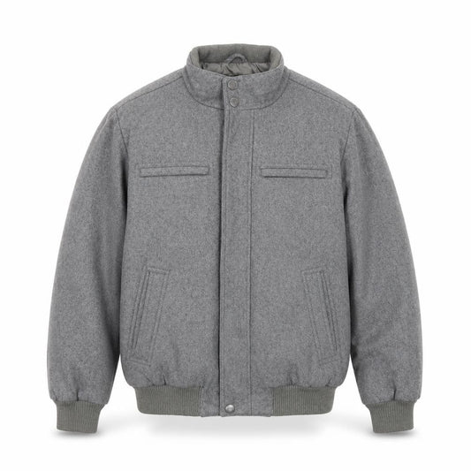 London Fog Men's Grey Wool Blend Bomber Jacket M
