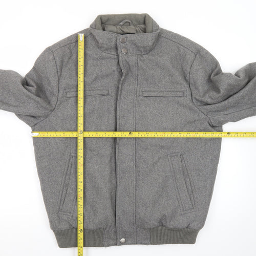 London Fog Men's Grey Wool Blend Bomber Jacket M