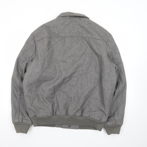 London Fog Men's Grey Wool Blend Bomber Jacket M