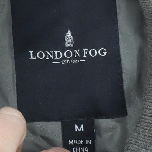 London Fog Men's Grey Wool Blend Bomber Jacket M