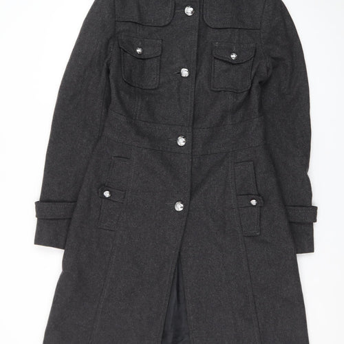 Kenneth Cole Reaction Men's Grey Wool Military Coat Size S Long