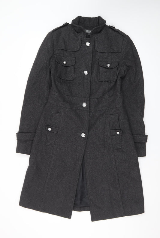 Kenneth Cole Reaction Men's Grey Wool Military Coat Size S Long
