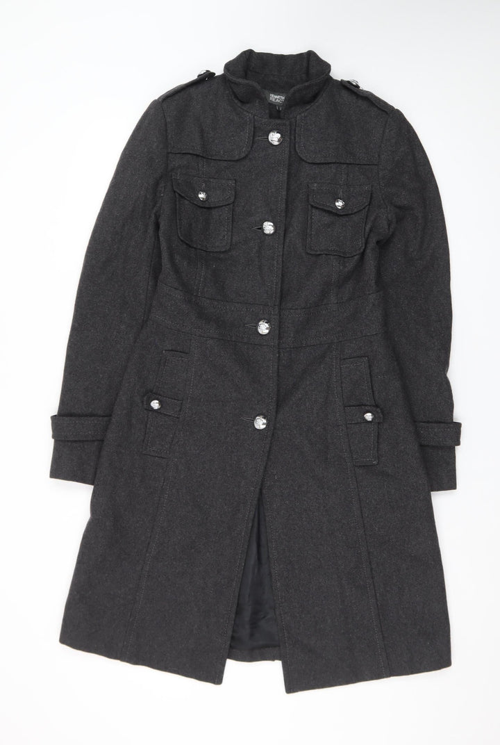 Kenneth Cole Reaction Men's Grey Wool Military Coat Size S Long
