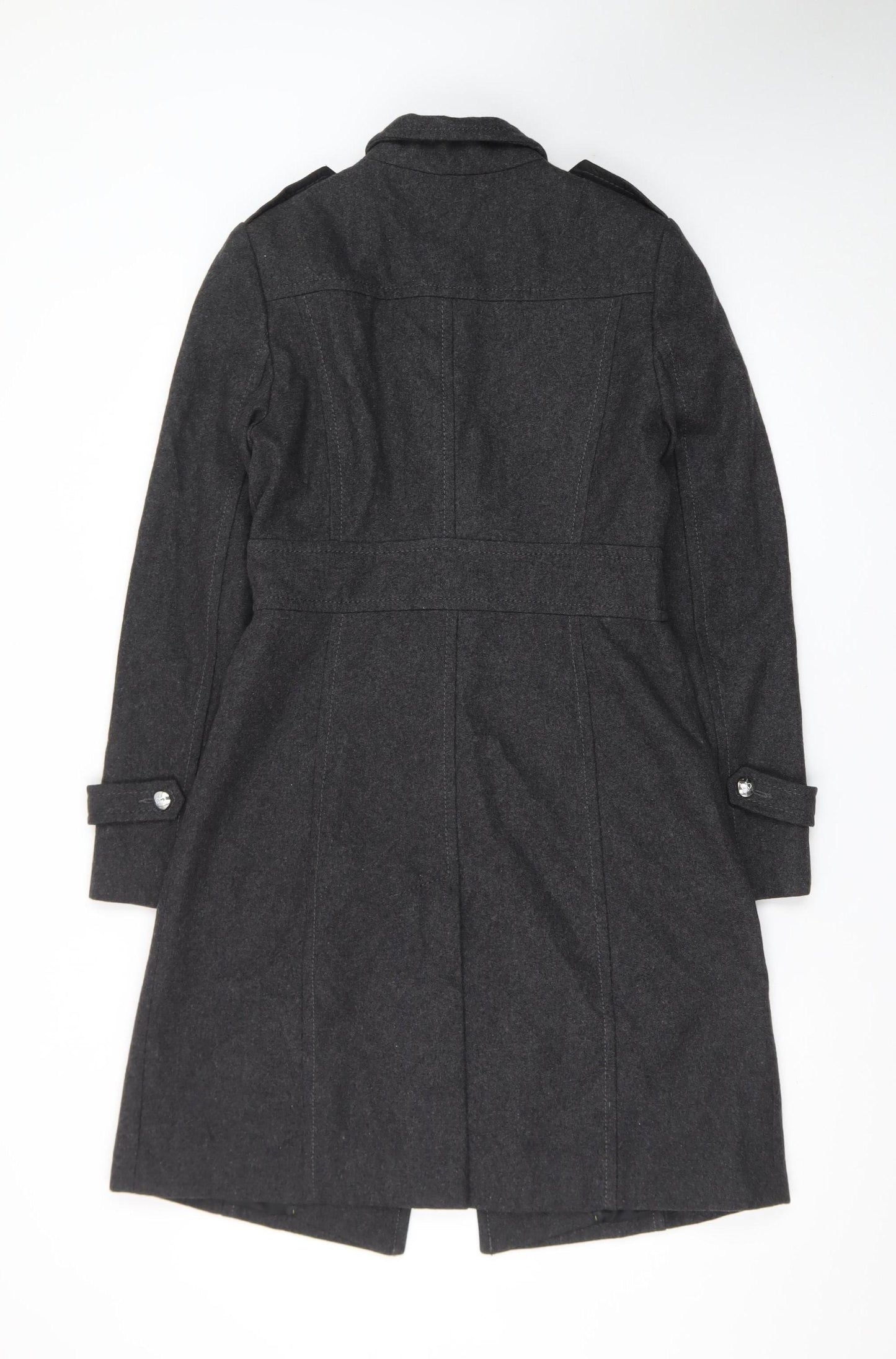 Kenneth Cole Reaction Men's Grey Wool Military Coat Size S Long